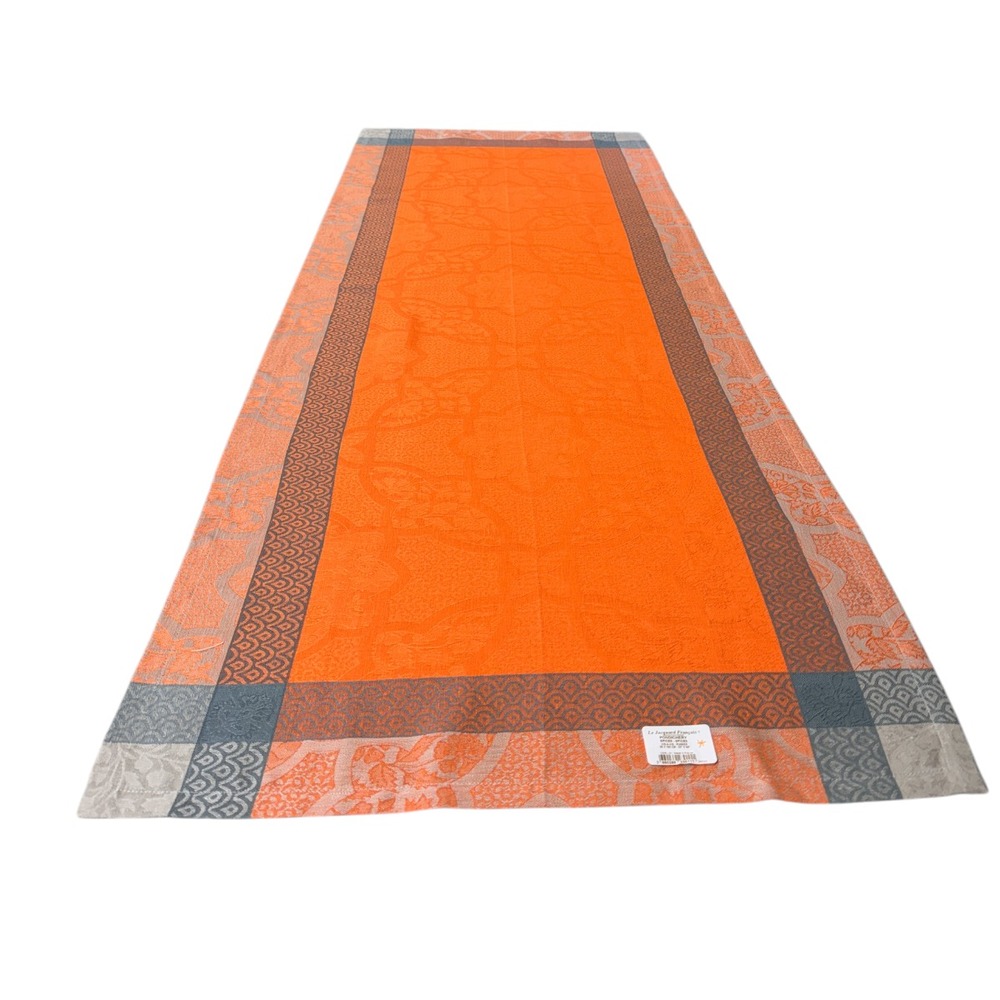 Le Jacquard Francais Runner Pondichery‎ Spices Orange Linen 20 X 59 NWT